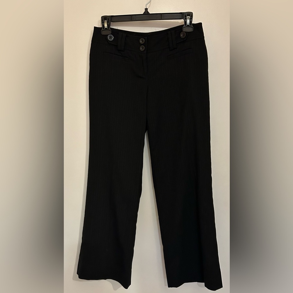 Ann Taylor Dress Pants, black with subtle white pinstripe in size 0P